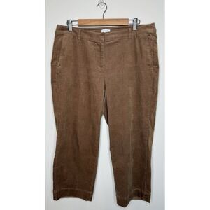 J Jill Corduroy Pants 16P Petite Brown Straight Wide Leg Trouser Office Academia